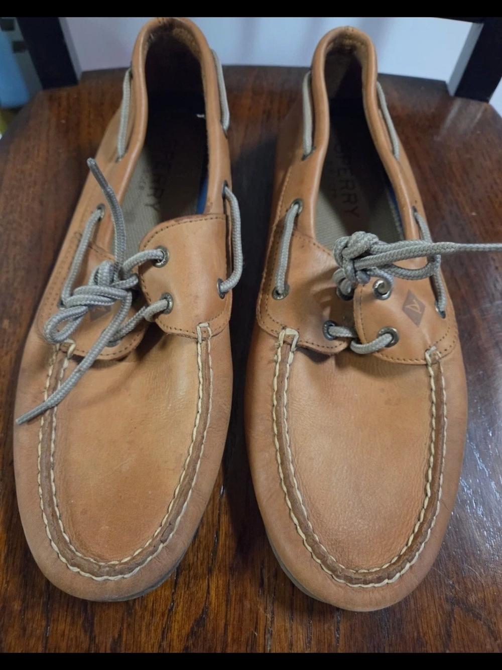 Sperry Top Sider Old School Tan Leather Moc Toe Boat Shoes